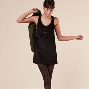 Reformation Joni Suede Dress Black S